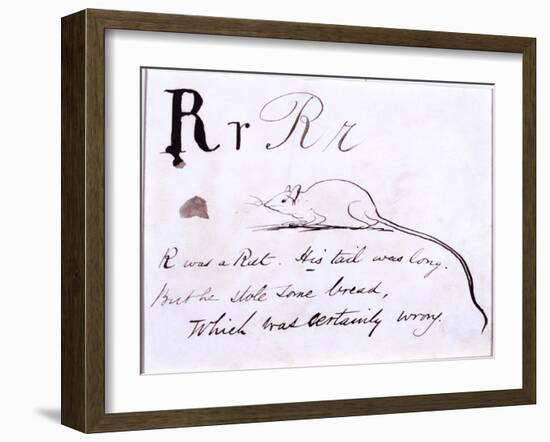 The Letter R of the Alphabet, c.1880 Pen and Indian Ink-Edward Lear-Framed Giclee Print