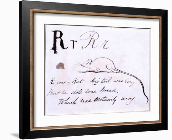 The Letter R of the Alphabet, c.1880 Pen and Indian Ink-Edward Lear-Framed Giclee Print