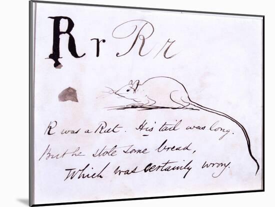 The Letter R of the Alphabet, c.1880 Pen and Indian Ink-Edward Lear-Mounted Giclee Print