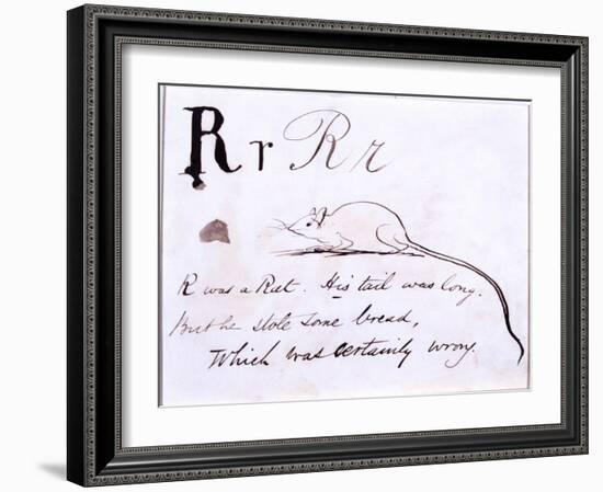 The Letter R of the Alphabet, c.1880 Pen and Indian Ink-Edward Lear-Framed Giclee Print