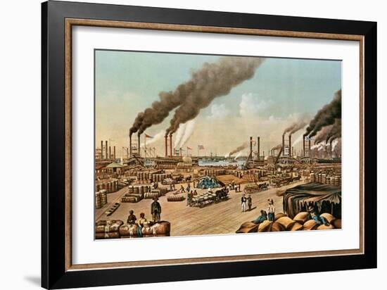 The Levee, New Orleans, 1884-Currier & Ives-Framed Giclee Print