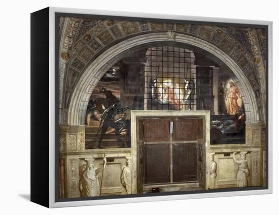 The Liberation of Saint Peter, Stanza Di Eliodoro, 1514-Raphael-Framed Premier Image Canvas