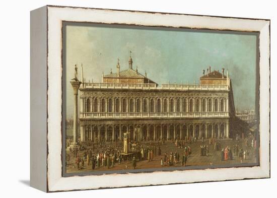 The Library and the Piazetta, Venice, Looking West, with Numerous Figures, circa 1740-Canaletto-Framed Premier Image Canvas