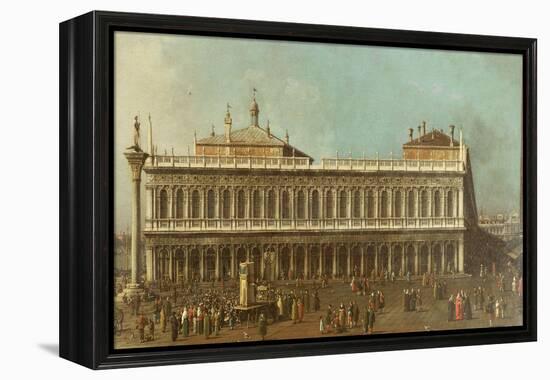 The Library and the Piazetta, Venice, Looking West, with Numerous Figures, circa 1740-Canaletto-Framed Premier Image Canvas