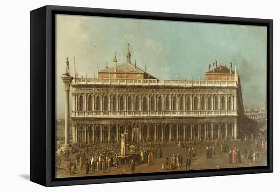 The Library and the Piazetta, Venice, Looking West, with Numerous Figures, circa 1740-Canaletto-Framed Premier Image Canvas