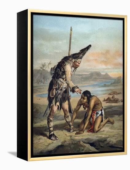 The Life and Adventures of Robinson Crusoe by Defoe-null-Framed Premier Image Canvas