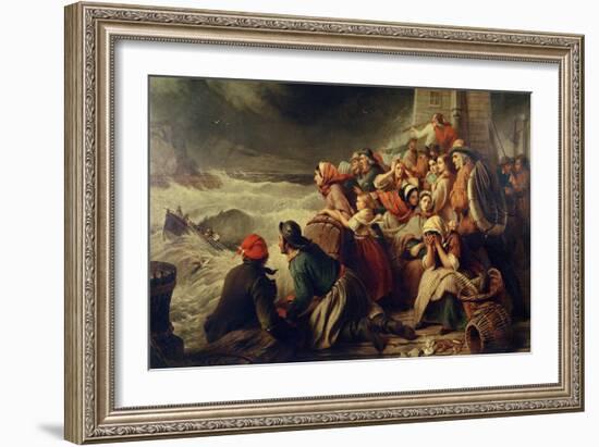 The Life-Boat Going to the Rescue, 1861-Thomas Brooks-Framed Giclee Print