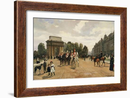The Life Guards Passing Hyde Park Corner, London, circa 1886-Felippo Baratti-Framed Giclee Print