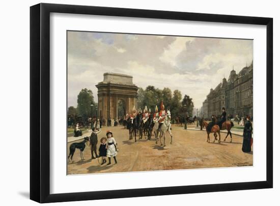 The Life Guards Passing Hyde Park Corner, London, circa 1886-Felippo Baratti-Framed Giclee Print