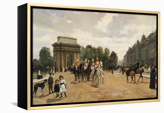 The Life Guards Passing Hyde Park Corner, London, circa 1886-Felippo Baratti-Framed Premier Image Canvas