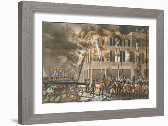 The Life of a Fireman, Now Then with a Will - Shake Her Up Boys!, 1854-Currier & Ives-Framed Giclee Print