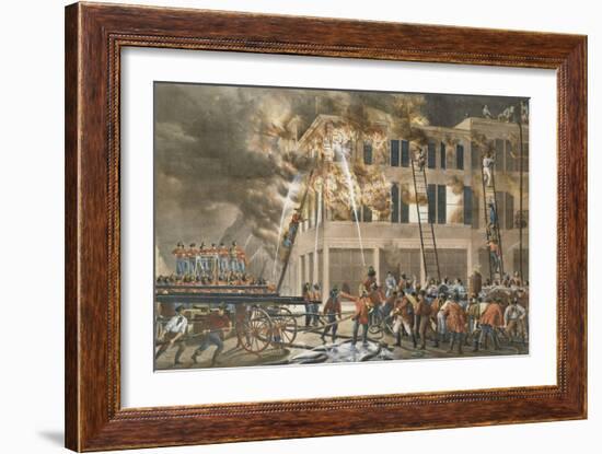 The Life of a Fireman, Now Then with a Will - Shake Her Up Boys!, 1854-Currier & Ives-Framed Giclee Print