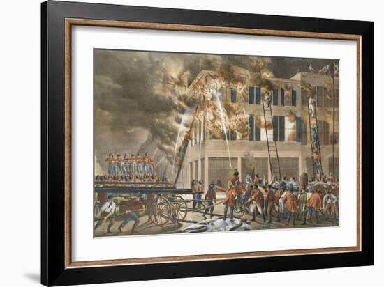 The Life of a Fireman, Now Then with a Will - Shake Her Up Boys!, 1854-Currier & Ives-Framed Giclee Print