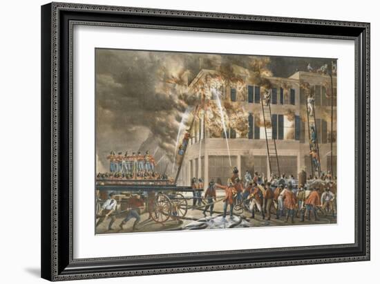 The Life of a Fireman, Now Then with a Will - Shake Her Up Boys!, 1854-Currier & Ives-Framed Giclee Print