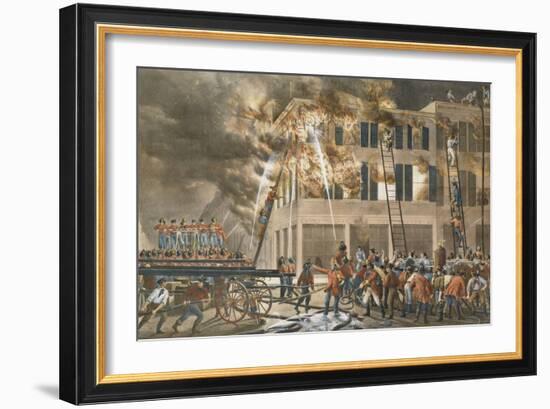 The Life of a Fireman, Now Then with a Will - Shake Her Up Boys!, 1854-Currier & Ives-Framed Giclee Print
