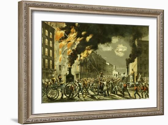 The Life of a Fireman, the New Era. Steam and Muscle, 1861-Currier & Ives-Framed Giclee Print