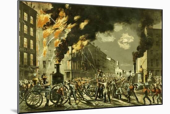 The Life of a Fireman, the New Era. Steam and Muscle, 1861-Currier & Ives-Mounted Giclee Print