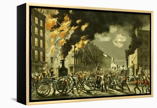 The Life of a Fireman, the New Era. Steam and Muscle, 1861-Currier & Ives-Framed Premier Image Canvas