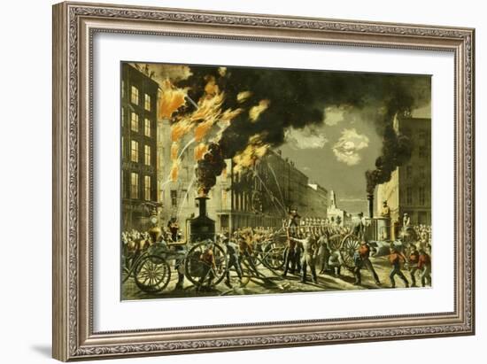 The Life of a Fireman, the New Era. Steam and Muscle, 1861-Currier & Ives-Framed Giclee Print