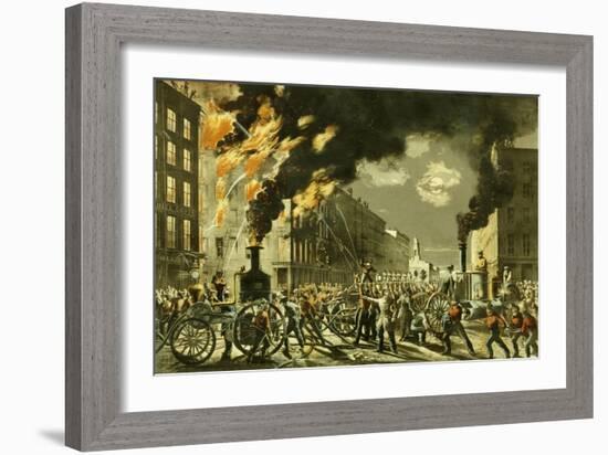 The Life of a Fireman, the New Era. Steam and Muscle, 1861-Currier & Ives-Framed Giclee Print