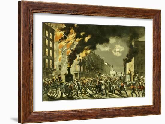 The Life of a Fireman, the New Era. Steam and Muscle, 1861-Currier & Ives-Framed Giclee Print