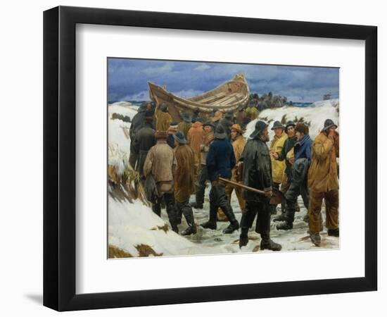 The Lifeboat Is Taken Through the Dunes, 1883-Michael Ancher-Framed Giclee Print