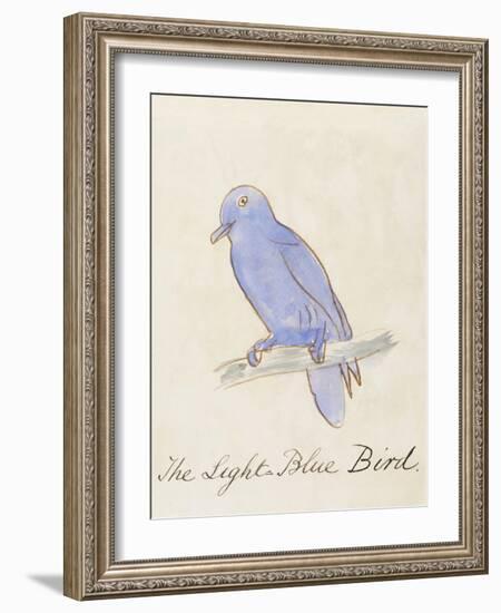 The Light Blue Bird, from 'Sixteen Drawings of Comic Birds' (Pen & Ink W/C on Paper)-Edward Lear-Framed Giclee Print