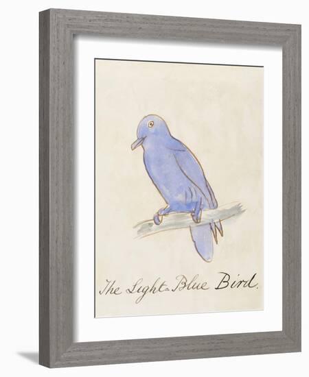 The Light Blue Bird, from 'Sixteen Drawings of Comic Birds' (Pen & Ink W/C on Paper)-Edward Lear-Framed Giclee Print