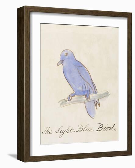 The Light Blue Bird, from 'Sixteen Drawings of Comic Birds' (Pen & Ink W/C on Paper)-Edward Lear-Framed Giclee Print