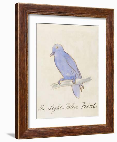 The Light Blue Bird, from 'Sixteen Drawings of Comic Birds' (Pen & Ink W/C on Paper)-Edward Lear-Framed Giclee Print