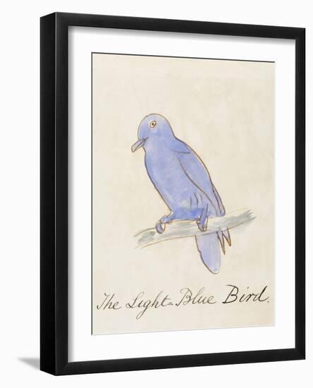 The Light Blue Bird, from 'Sixteen Drawings of Comic Birds' (Pen & Ink W/C on Paper)-Edward Lear-Framed Giclee Print