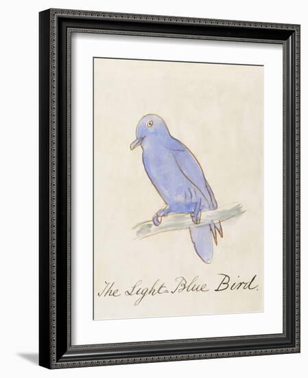 The Light Blue Bird, from 'Sixteen Drawings of Comic Birds' (Pen & Ink W/C on Paper)-Edward Lear-Framed Giclee Print