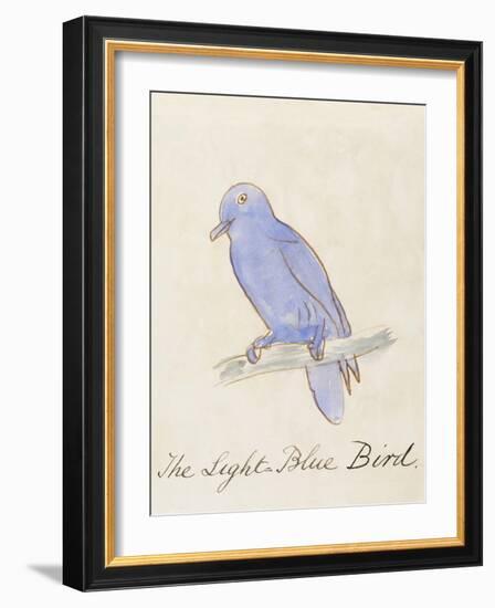 The Light Blue Bird, from 'Sixteen Drawings of Comic Birds' (Pen & Ink W/C on Paper)-Edward Lear-Framed Giclee Print