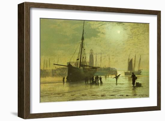 The Lighthouse at Scarborough, 1877-John Atkinson Grimshaw-Framed Giclee Print