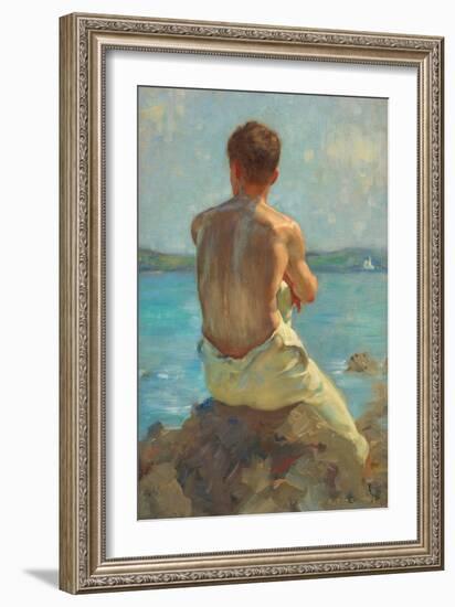 the Lighthouse , Falmouth. 1919 (Oil on Canvas)-Henry Scott Tuke-Framed Giclee Print