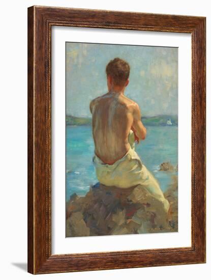 the Lighthouse , Falmouth. 1919 (Oil on Canvas)-Henry Scott Tuke-Framed Giclee Print