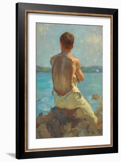 the Lighthouse , Falmouth. 1919 (Oil on Canvas)-Henry Scott Tuke-Framed Giclee Print