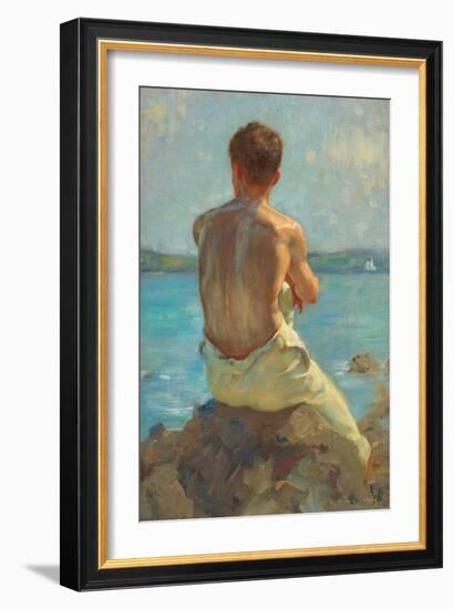 the Lighthouse , Falmouth. 1919 (Oil on Canvas)-Henry Scott Tuke-Framed Giclee Print