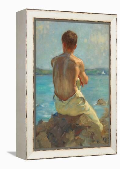 the Lighthouse , Falmouth. 1919 (Oil on Canvas)-Henry Scott Tuke-Framed Premier Image Canvas