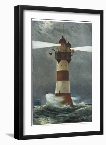 The Lighthouse on Roten Sande in the Weser Estuary on Germany's Nordzee Coast-Willy Stower-Framed Art Print