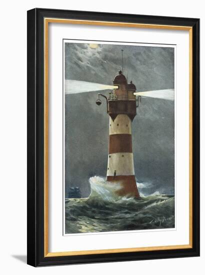 The Lighthouse on Roten Sande in the Weser Estuary on Germany's Nordzee Coast-Willy Stower-Framed Art Print