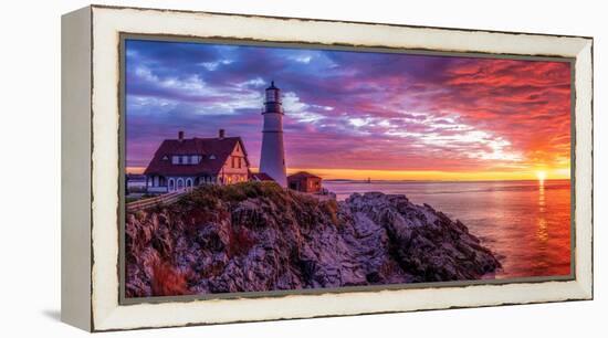 The lighthouse on the rock-Marco Carmassi-Framed Premier Image Canvas