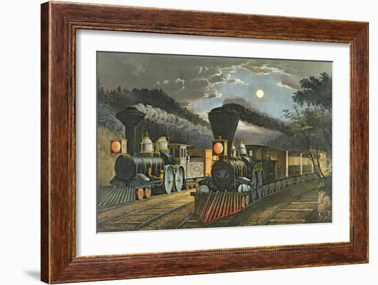 The Lightning Express Trains, 1863-Currier & Ives-Framed Giclee Print