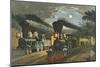 The Lightning Express Trains, 1863-Currier & Ives-Mounted Giclee Print