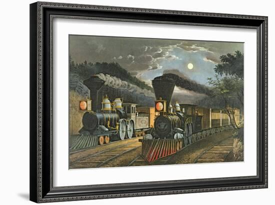 The Lightning Express Trains, 1863-Currier & Ives-Framed Giclee Print