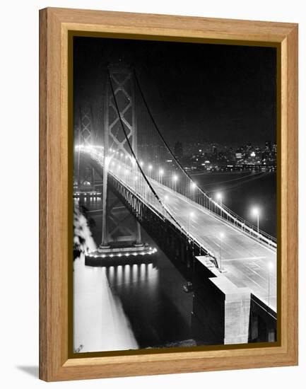 The Lights of Downtown San Francisco Twinkle Across the Bay-null-Framed Premier Image Canvas