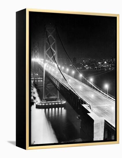 The Lights of Downtown San Francisco Twinkle Across the Bay-null-Framed Premier Image Canvas