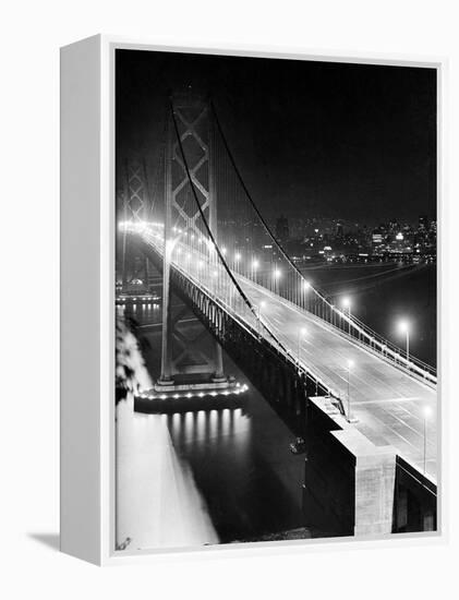 The Lights of Downtown San Francisco Twinkle Across the Bay-null-Framed Premier Image Canvas