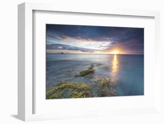 The Lights of Sunset are Reflected in the Blue Sea Hawksbill Bay, Antigua, Antigua and Barbuda-Roberto Moiola-Framed Photographic Print