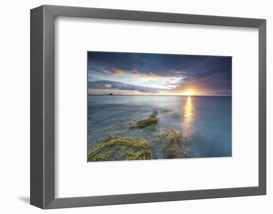 The Lights of Sunset are Reflected in the Blue Sea Hawksbill Bay, Antigua, Antigua and Barbuda-Roberto Moiola-Framed Photographic Print